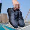 Summer New Men's Breathable Mesh Shoes, Lightweight and Non Slip Running Shoes, Black Flat Bottomed Women's Casual Sports Shoes