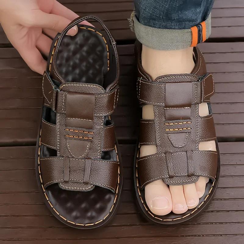 Whoholl Brand Patent Leather Men Shoes Summer New Large Size Men's Sandals Men Sandals Fashion Sandals Slippers Big Size 38-44