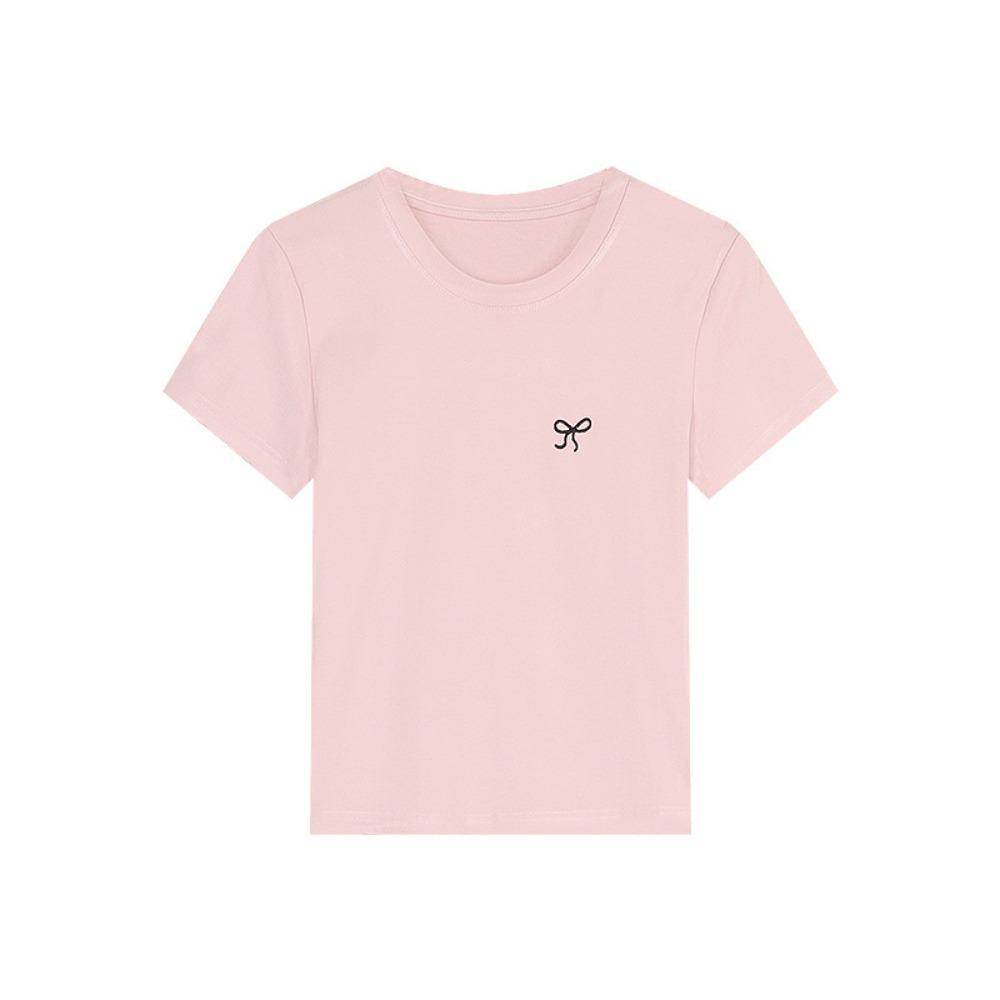 

Футболка з круглим вирізом Базовий укорочений топ з коротким рукавом Жіноча футболка Повсякденна безрукавка Тонкий жіночий укорочений топ Модна футболка Y2k Streetwear XXL рожевий