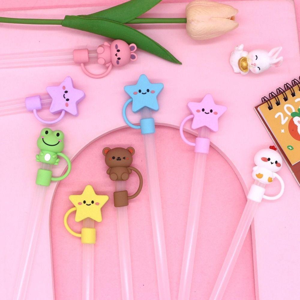 1Pcs Reusable Star Shape Silicone Straw Tips Drinking Dust Cap Splash Proof Plugs Cover Cup Accessories 10mm Straw Sealing Tools