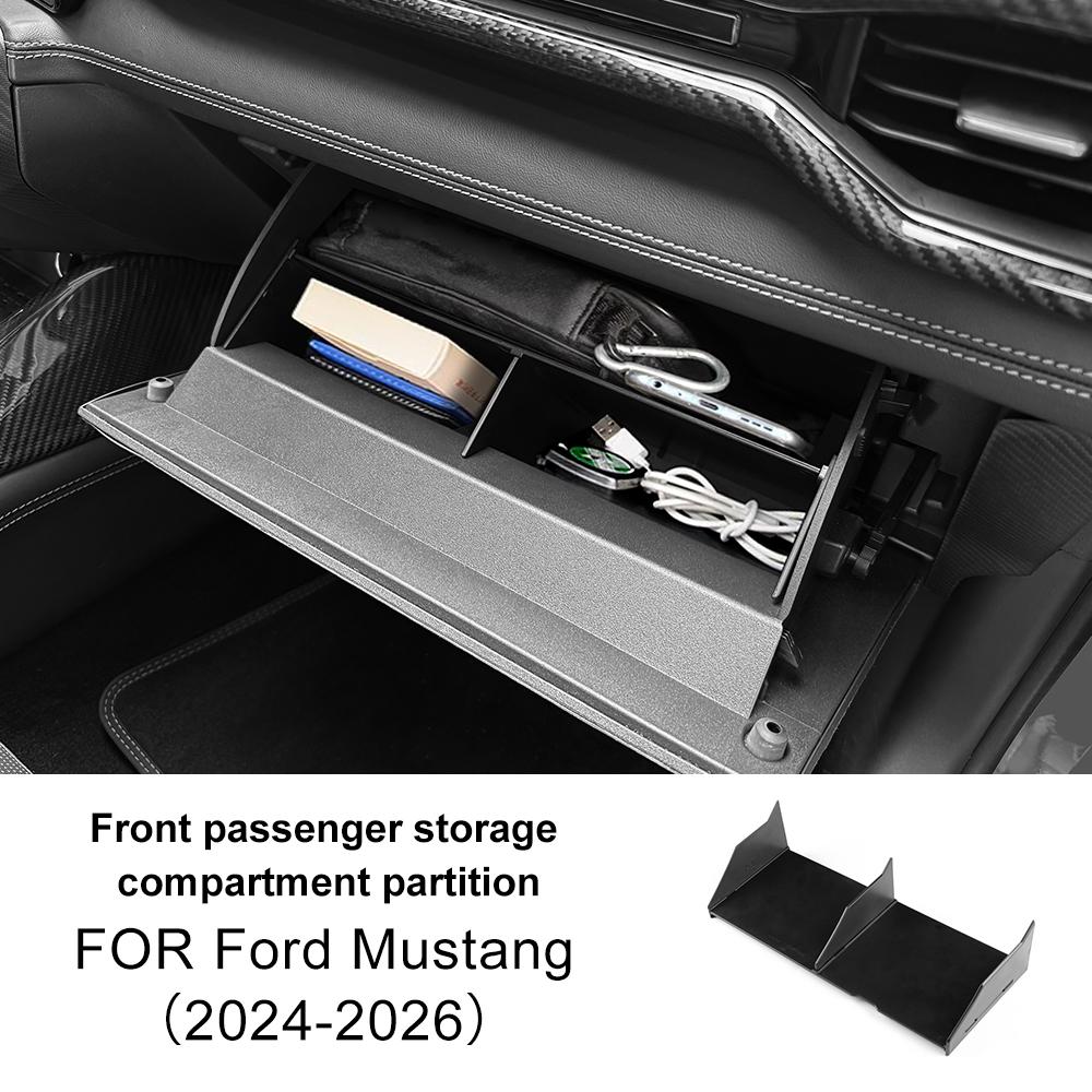 Passagier-Aufbewahrungs-Einsatzteiler für Ford Mustang GT Dark Horse EcoBoost 2024 2025 2026 Auto Vorne Beifahrer Handschuhfach Armlehnenbox
