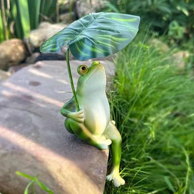 2 Stück Miniatur Frosch Figur Dekoration Lustig Niedlich Handwerk Ornament Gartenstatue für Rasen Terrasse Schreibtisch