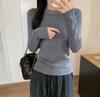 Solid Color Slim Minimalist Top Women Knit Sweater Spring Korean Style Elegant Base Layer Long Sleeve Slimming Shirt