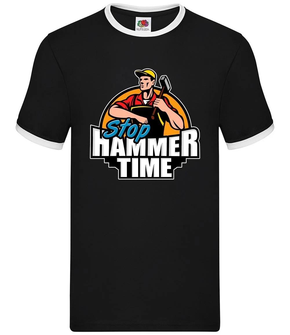 Stop, Hammer Time - Mens Ringer - DIY Tradesman Builder Carpenter Handyman S