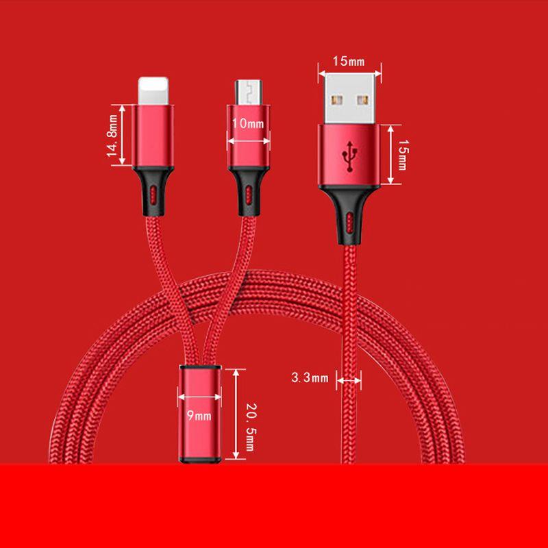 Durable Handset Data Line Double Metal Woven Nylon Data Cable For Apple And Android Devices