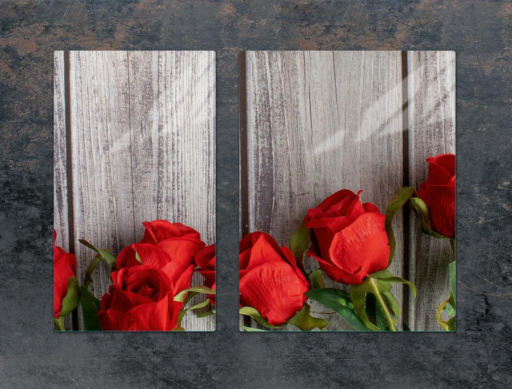 SZKLANA PŁYTA OCHRONNA NA KUCHENKĘ 70x52 RÓŻE