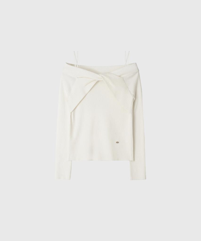 Lugkaeseuteu Lina String Off-Shoulder Knit_Ivory