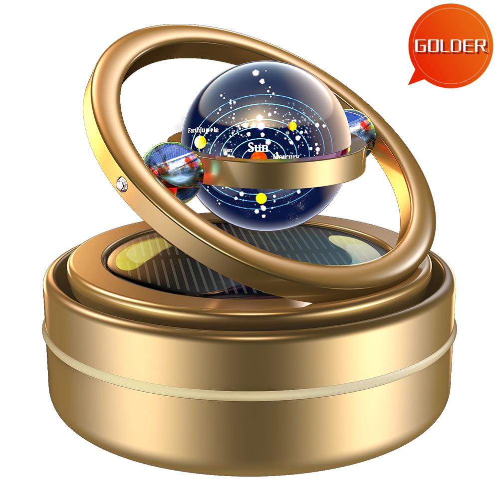 

Вращающийся освежитель воздуха для автомобиля на солнечной энергии с двумя кольцами и диффузор для ароматерапии. Ocean Scent 2 pieces золотой