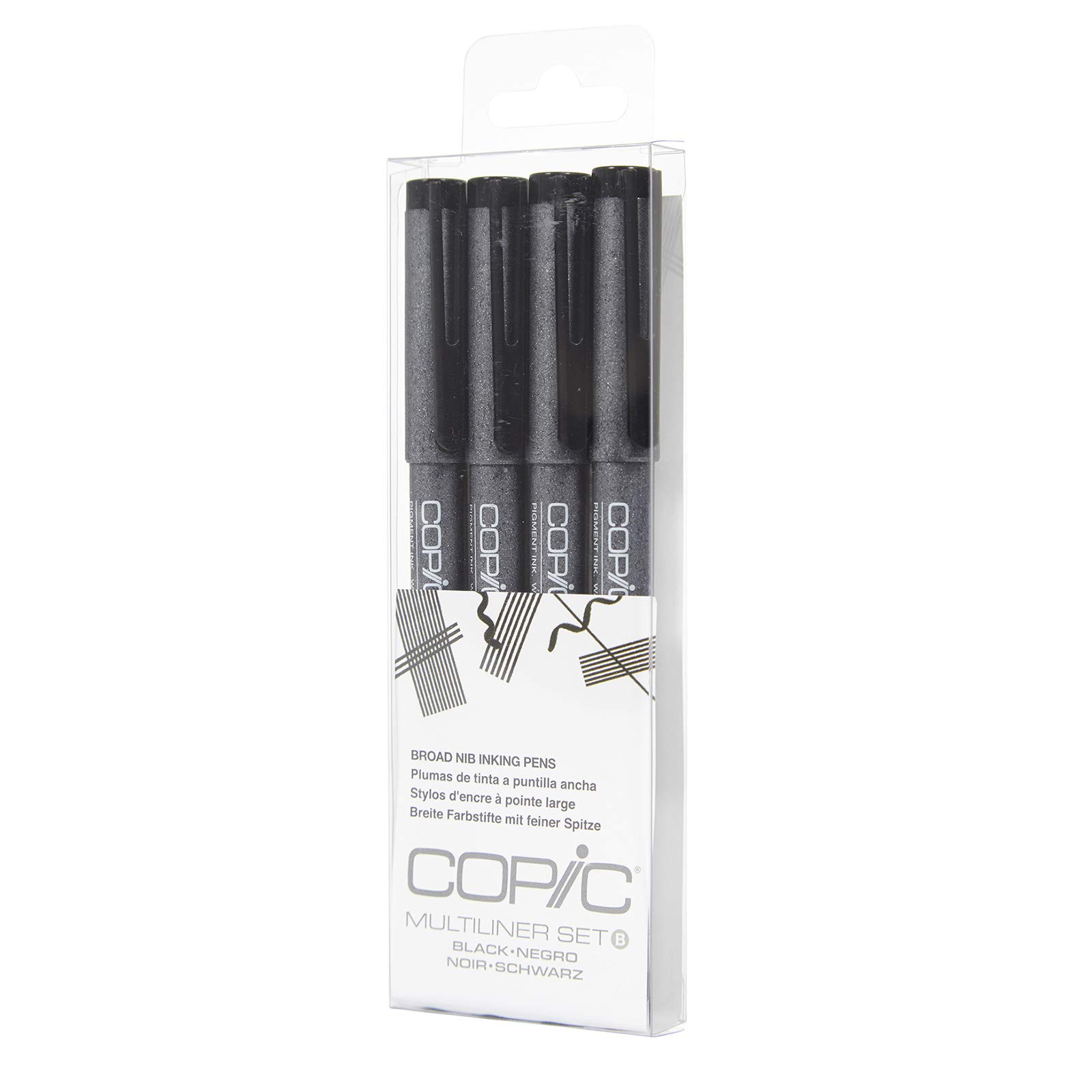 Too Copic Multiliner B Set Drafting Drawing Line Drawing 4-Piece Set, Black, (Fineliner, Pen, Pen, Pen) чёрный
