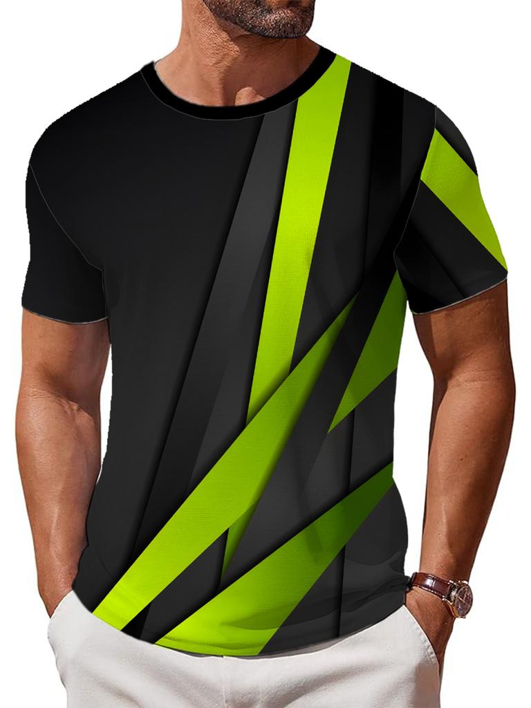 Cool Breathable Digital Print Fashion Trendy Men'S Casual Athletic T-Shirt - Summer Home, Outdoor, Casual Individual Fashion Match, Casual Athletic