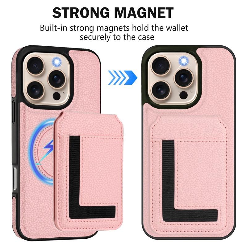 For Iphone 11 12 13 14 Pro Max 7 8 Plus SE 2 3 2022 Case Protective Cover Card Holder Stand Coin Magnetic Wallet Supports Wireless Charging