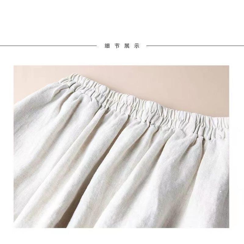 Retro Sommerrock Damen Neu Bestickt Einfarbig Großer Rock Vielseitiges Schlankes Midi-Kleid