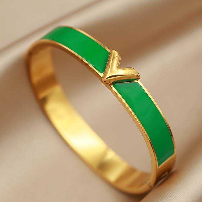 Acciaio Inossidabile 316L Metallo Multicolore Lettera V Smaltata Bracciali per Donna Gioielli di Marca Moda Accessori Bracciale Classico