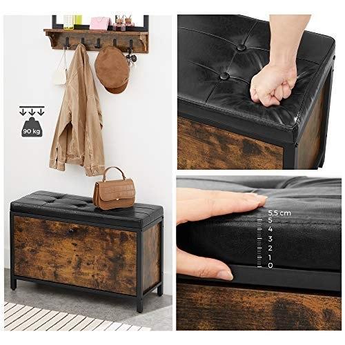 Lavice na boty Polstrovaný organizér na boty s výklopem Skříňka na boty na 6 párů bot Ocelový rám Průmyslový design Vintage Br