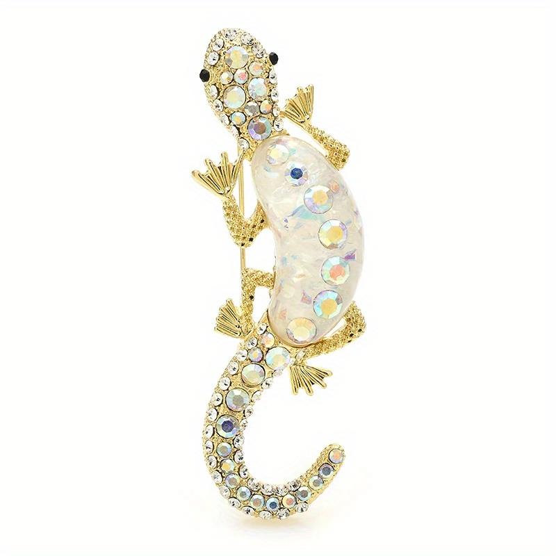 SKEDS Classic Women Men Vintage Crystal Lizard Badges Brooch Fashion Baroque Boutique Shining Pin For Ladies's Clothing Coat
