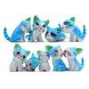 9Pcs/Set Cartoon Grey Sweet Cat Action Toy Figures 2-3CM