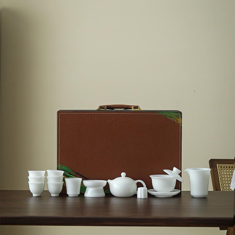 Ice seed jade plain roast tea set housewarming to give customers commemorative gifts business high-end gifts
