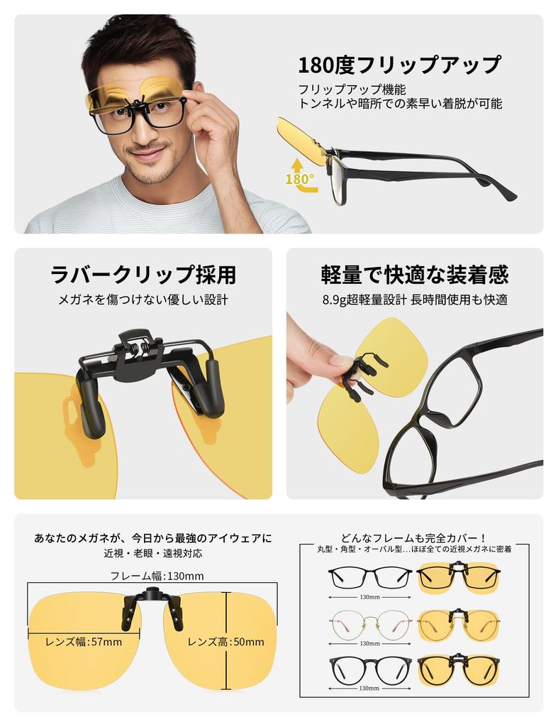 Night Sunglasses with Photochromic UV400 Day and Night Attachable to Yellow for and Cloudy for Men and Women Br'Guras Sunglasses, Clip-on Lenses,