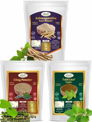 Biotic Ashwagandha, Giloy and Tulsi Powder for Boost Immunity (100g Each) - 300 Gm