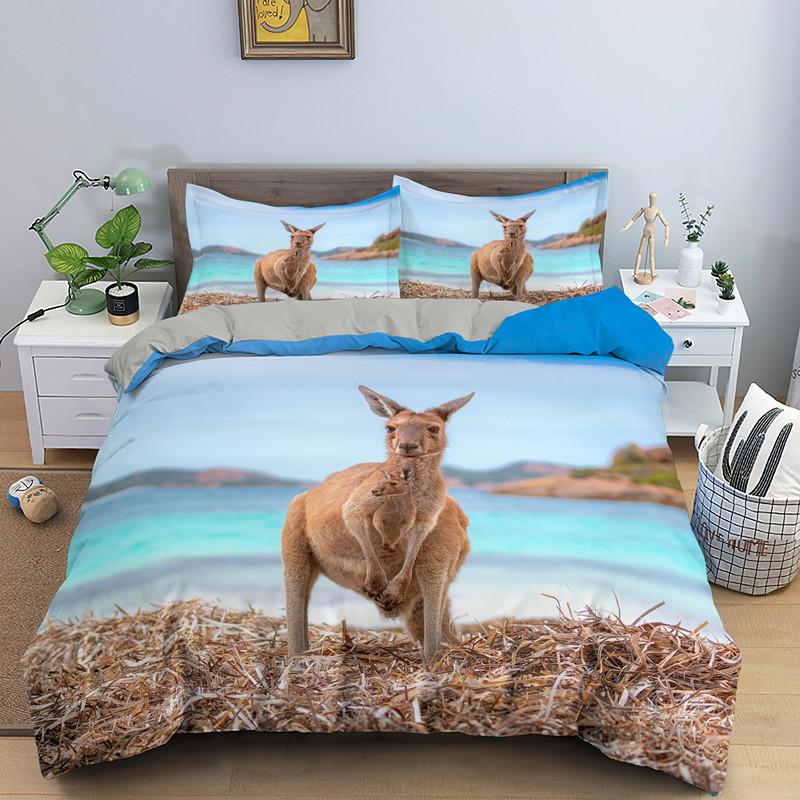 Australische Kangoeroe Dekbedovertrek King Queen Size Mooie Safari Wilde Dieren Beddengoedset voor Kinderen Tieners Volwassenen Wildlife Dekbedovertrek 70x133cm 2pcs