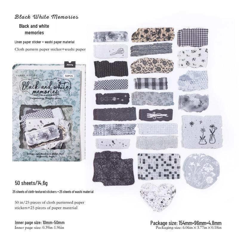 Retro Fragmented Fabric Hand-Tear Base Stickers: Sugar Poetry DIY Journal Collage Pack