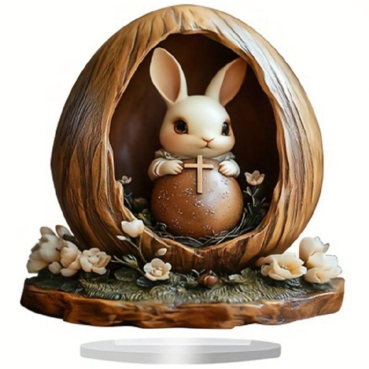 Acrylic Bunnies/Angel Statues Figurines Animal Figurines Sculptures Centerpieces Decorative Ornament for Home Office