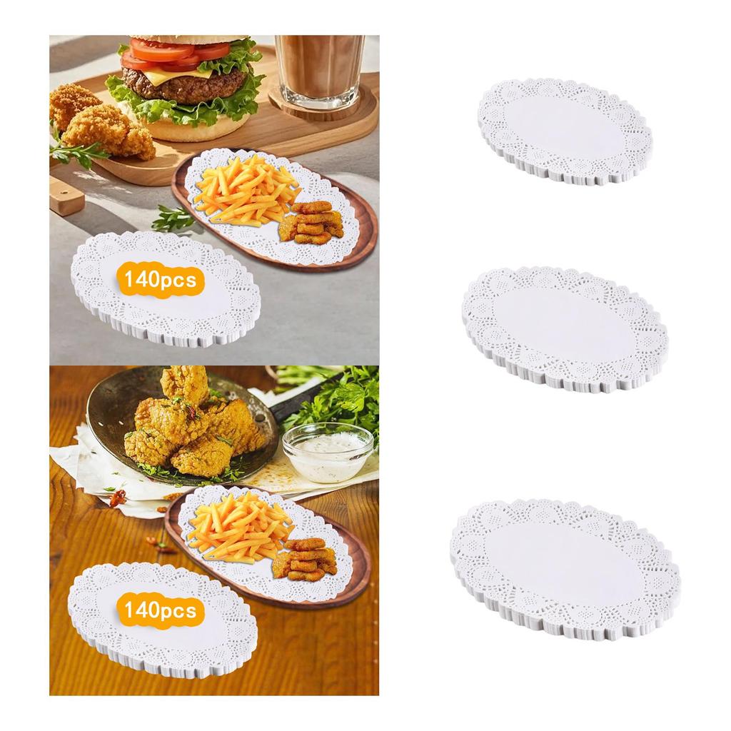 140x White Paper Doilies Decor Versatile Disposable Decorative Paper Placemats for Crafts Party Birthday Desserts Fried Food