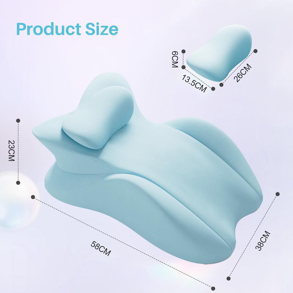 Ergonomic Memory Foam Wedge Pillow for Adults, Back Neck Shoulder Pain Relief, Adjustable Headboard Support Bed Pillow