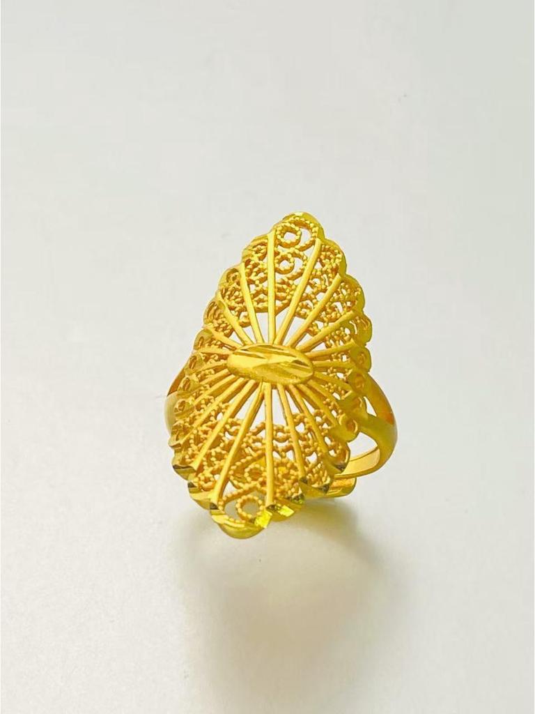 24K Gold Plated Adjustable Brass Ring - Personalized High-End Design