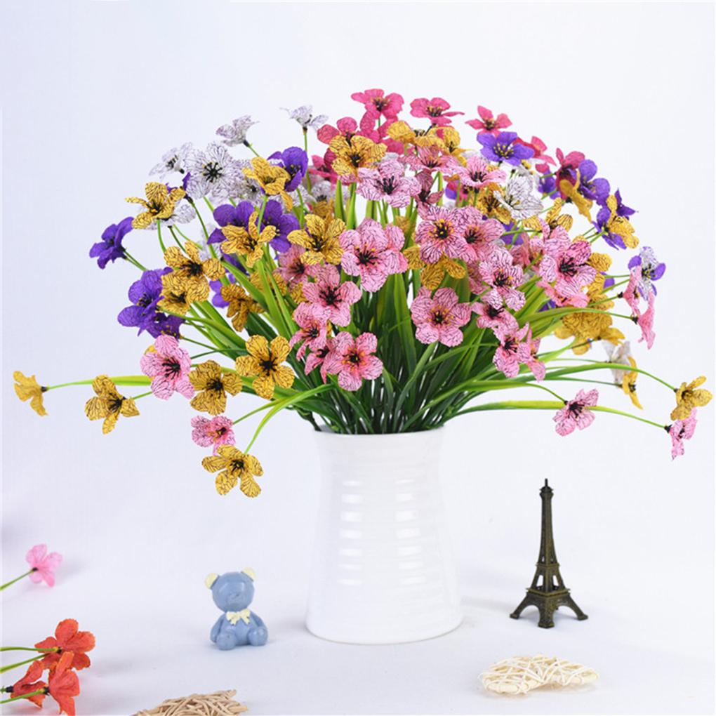 2X Plastic Garden Artificial Flowers Violet Plants Romantic Flower Bouquet Window Kitchen Table Office Pot