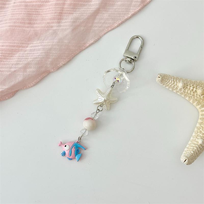 Cute Clownfish Starfish Wind Chimes Phone Lanyard Strap Keyring Pendant Anti Lost Phone Chain Bag Ornament Cell Phone Charm Gift