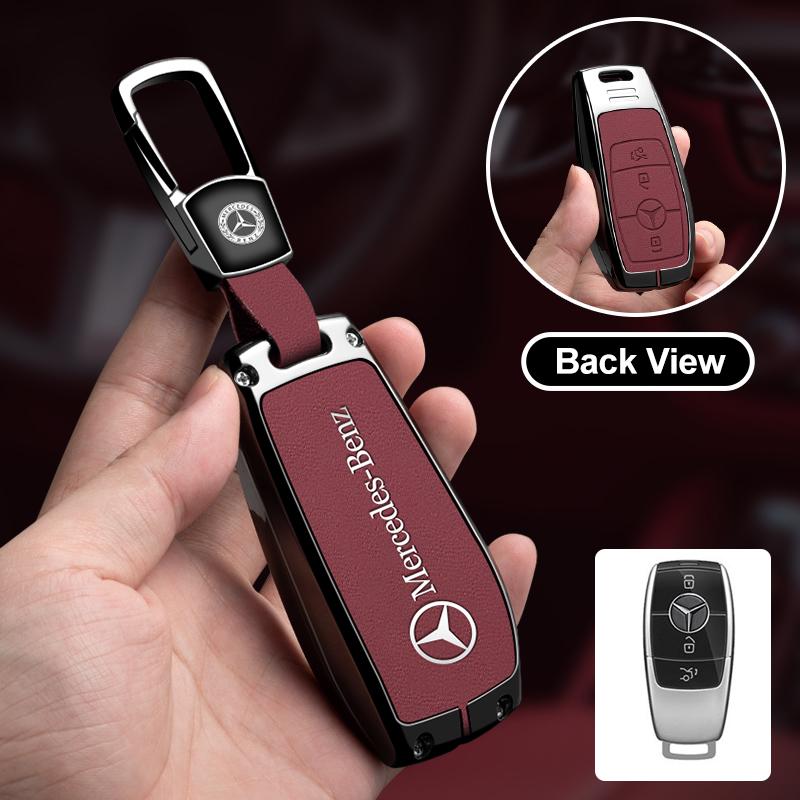 Zinc Alloy Leather Car Key Case Cover Shell For Mercedes Benz AMG A C E S G Class GLC CLE CLA GLB GLS W177 W205 W213 W222 X167