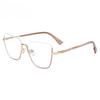 Metal Cat Eye Half Frame Glasses Women Trendy Thin Anti Blue Light Fashion Eyewear Casual Accessories