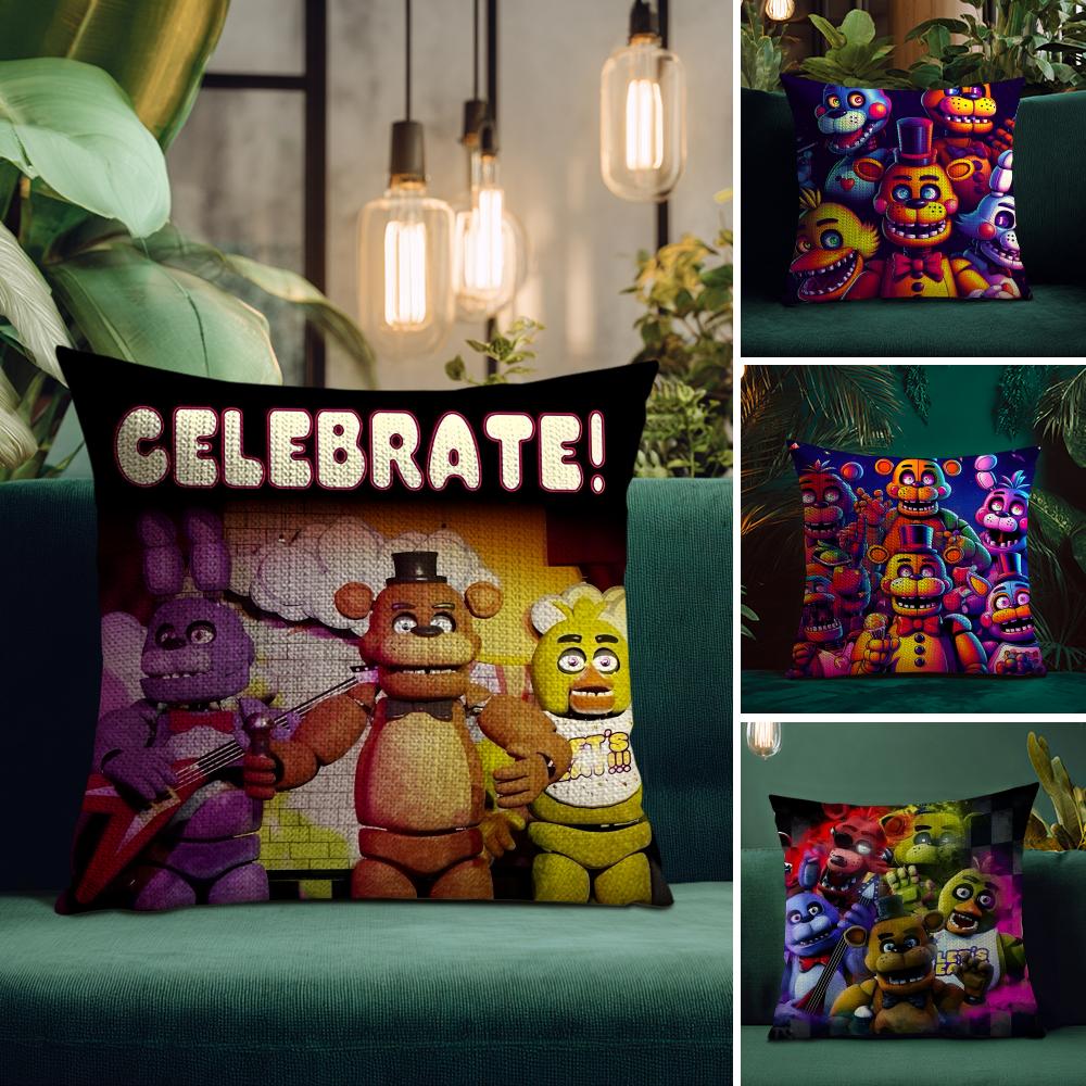 Five Nights At Freddys Kissenbezug Naturleinen Kissenhülle Beidseitiger Druck Dekorative Sofakissenhülle Heimdeko Geschenk