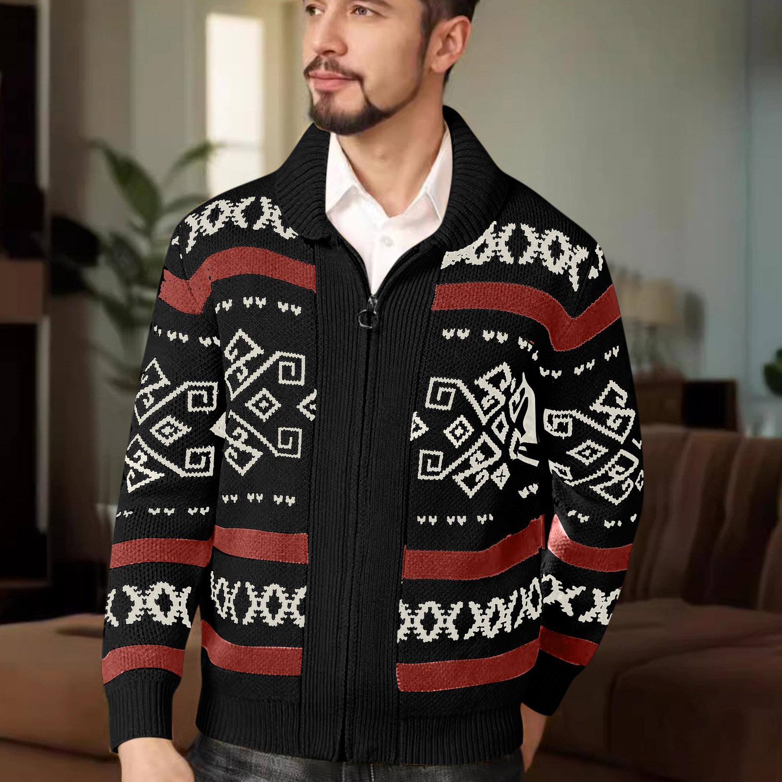 

Men s Knitted Cardigan Jacket Men s Zipper Lapel Slim Outer Wear Knitted Sweater XXXL красный