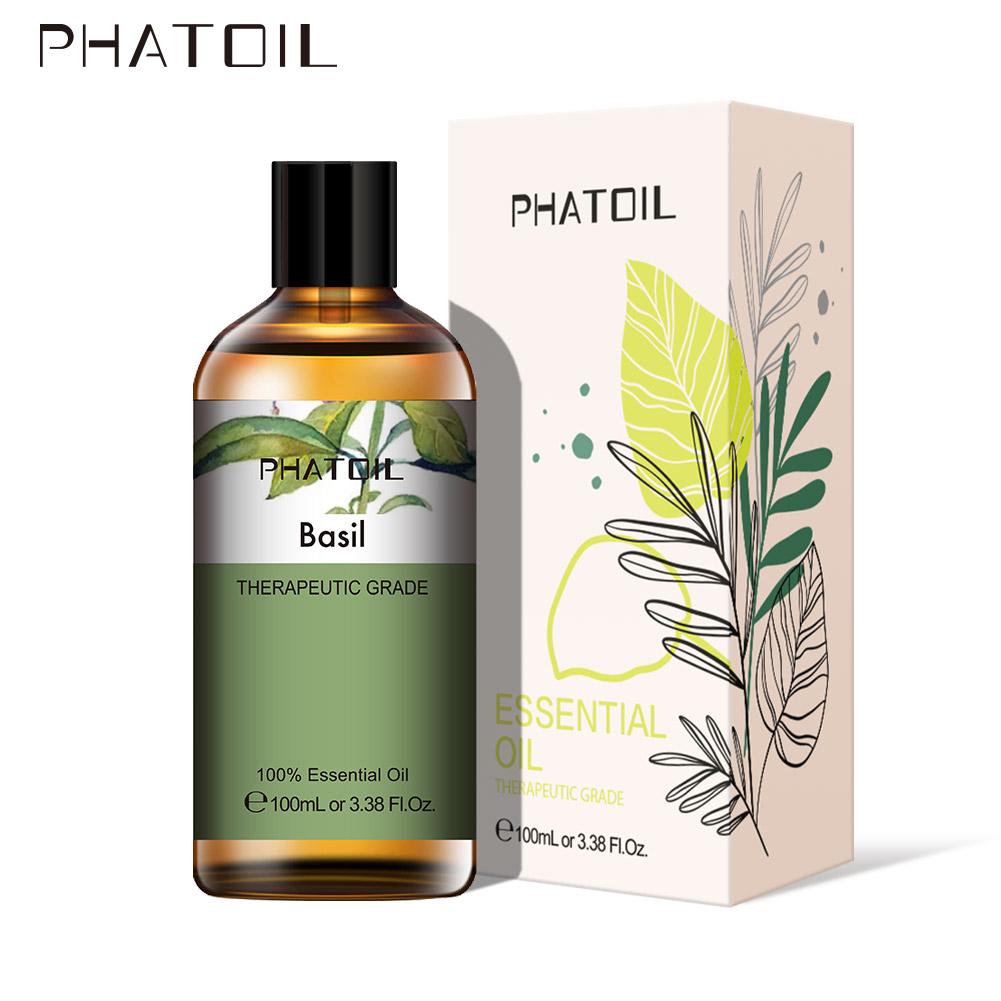 PHATOIL Basil Plant Essential Oil for Body Relieve Improve Attention Anti-aging of Face Air Fresh Diffuser 5ml/10ml/15ml/30ml/100ml Aroma Oil