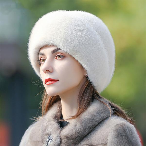 Ladies Fur Hat 2025 Winter Fluffy Mink Fur Russian Fur Hat Women's Headband Outdoor Winter Hat Earmuff Ski Cap Keep Warm