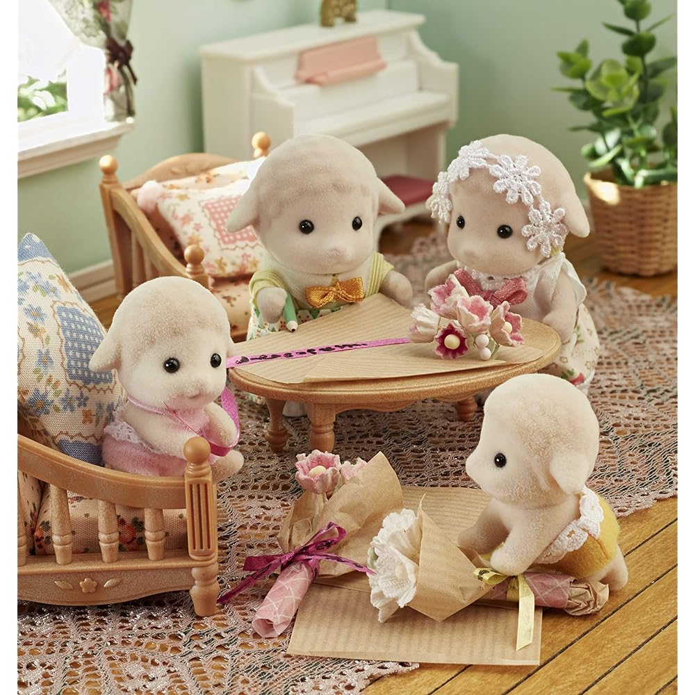Sylvanian Families EPOCH Twin Sheep Dolls ST Mark Certified Toy for Dollhouse Ages 3 and Up