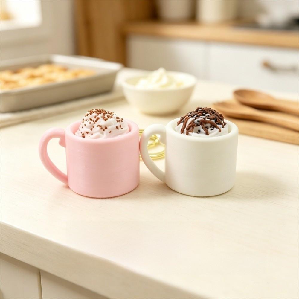 Coffee Cup Artificial Sundae Mug Clicker Mini Cup Fidget Pendant  Daily Pocket Key Accessory