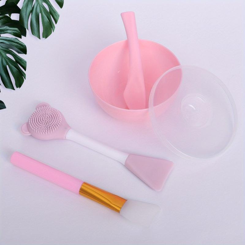 DIY Facemask Mixing Tool Kit with Soft Bowl Stick Spatula for Facial Mask Application 4PCS Silicone Face Mask Mixing Bowl Set