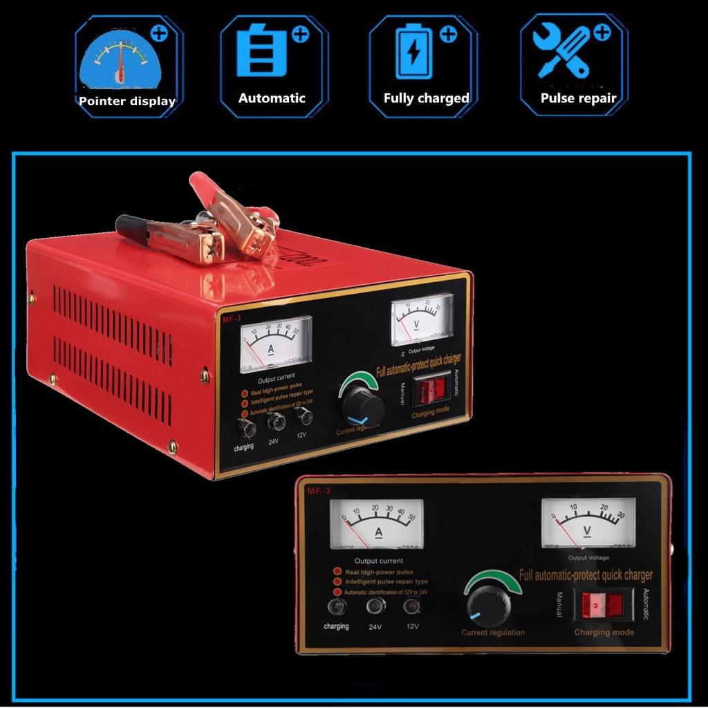 12/24V Car Battery Charger 500W 110V-240V Automatic Intelligent Pulse Repair for Car Motorcycle Lead Acid Battery Agm Gel Wet