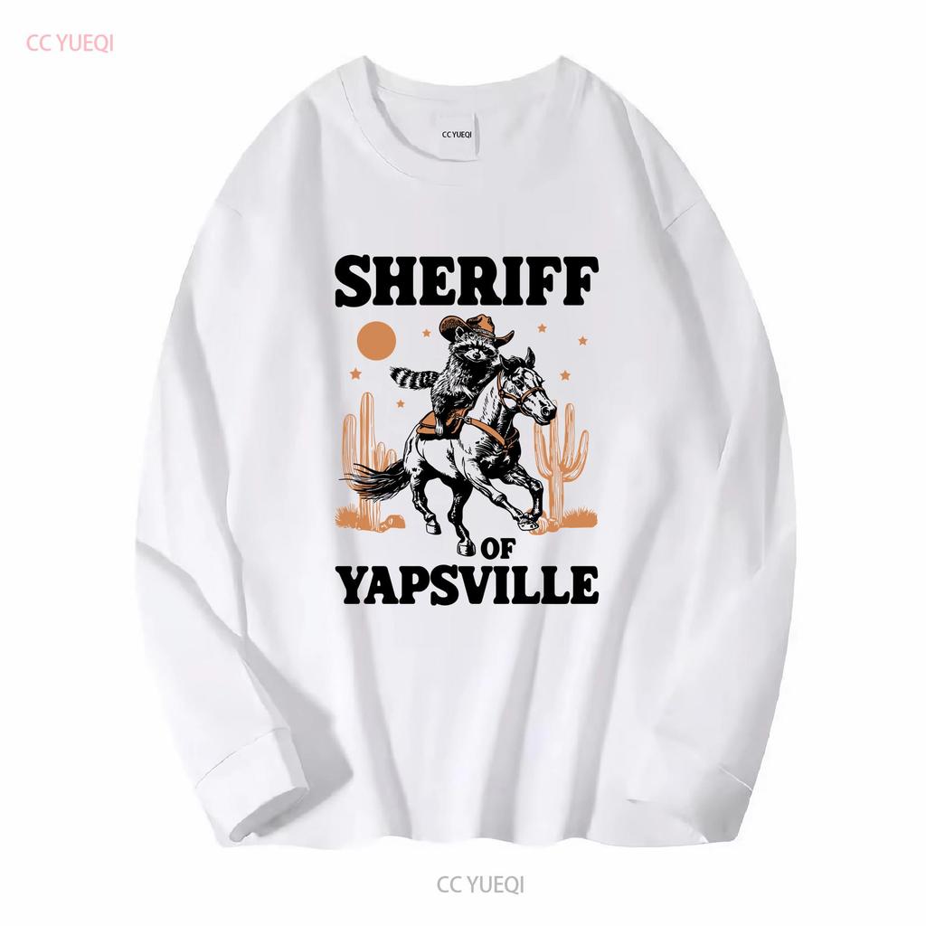 Sheriff Of Yapsville Racoon T Shirt Funny Western Cowboy Trash Panda Retro 90s Weirdcore Meme Cowgirl Clothing vintage Washed