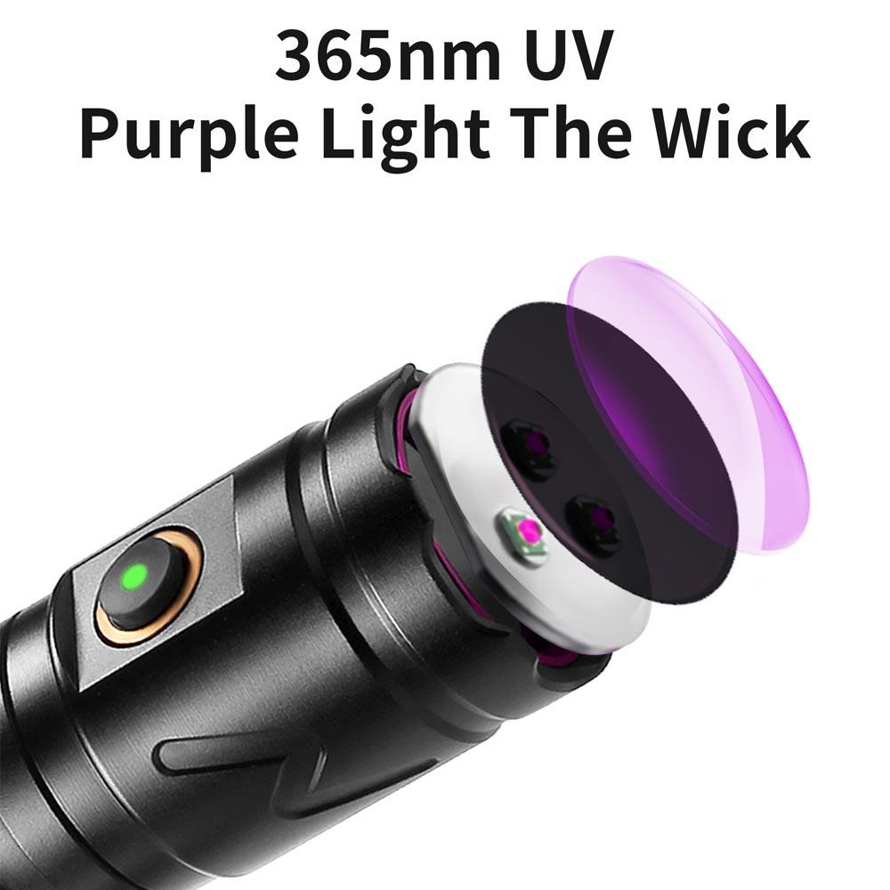 30W UV Flashlight 365nm Black Mirror Torch 3led Flashlamp Ultraviolet Ink Dryer Money Fluorescer Detector Purple Light Torch