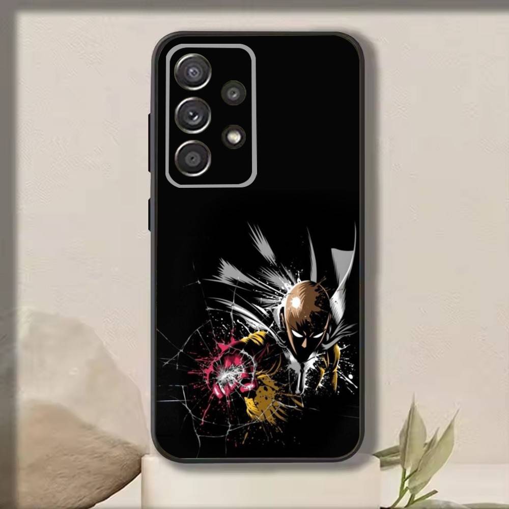 O-One Cartoon P-Punchs Man Phone Case For Samsung S25,S24,S21,S22,S23,S30,Ultra,S20,Plus,Fe,Note,10,9,5G Black Cover