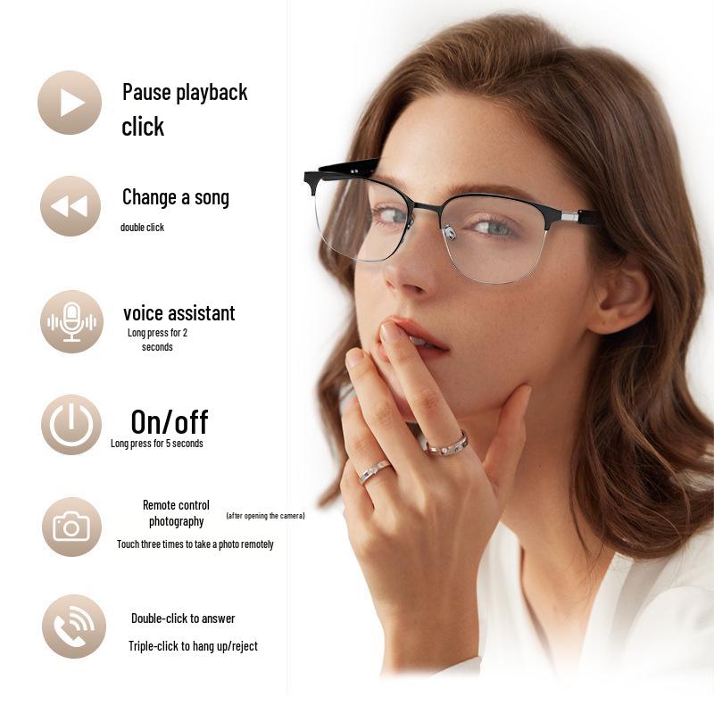 AI Translation Smart Bluetooth Glasses - GS06 Metal Frame with Magnetic Charging, Photochromic Lenses & Stereo Sound