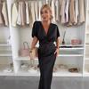European and American spring and summer new satin twisted chest bat sleeve dress INS loose vacation dress women