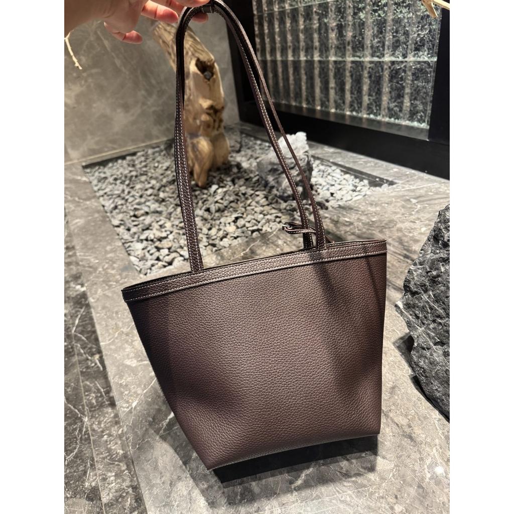 2025 New first layer TC cowhide minimalist wind stitch inside and outside full leather shoulder bag large capacity tote bag wholesale