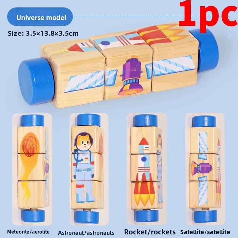 Wooden Baby Toddler Rotating Puzzle Animal Recognition Educational Toy For Early Learning