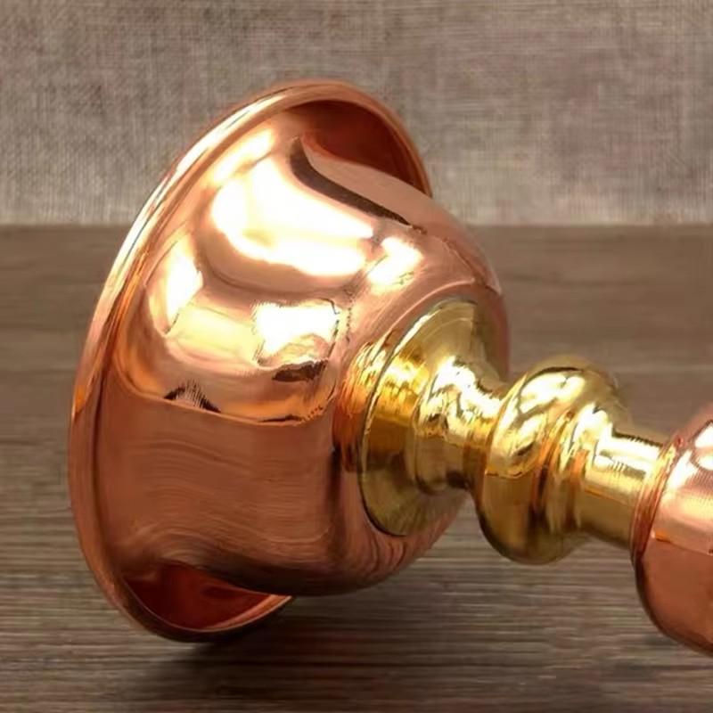 Red Brass Tibetan Candlestick Religion Handcrafted Polishing Altars Candle Floating Light Lamp Buddhist Tribute Table Decoration
