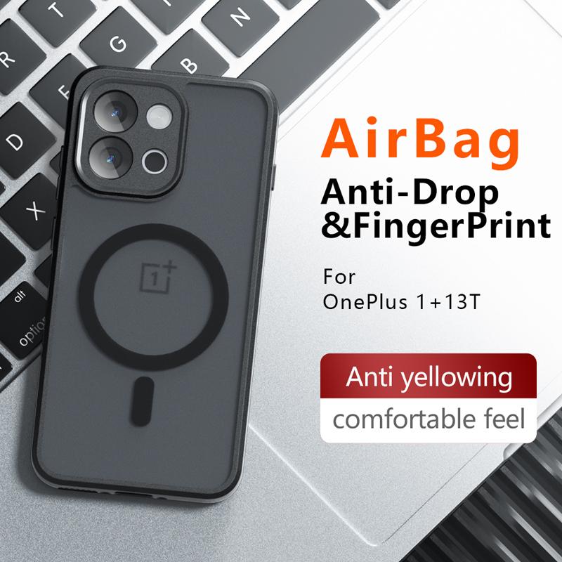 For OnePlus 13T 13S Case Shockproof Magnetic Matte PC+TPU Anti-fingerprint Translucent Cover for One Plus 13T